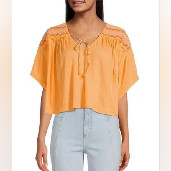 Free People Market Embroidered V-Neck Top - Picture 4 of 9